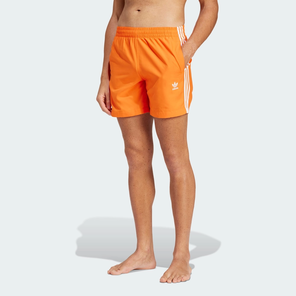 Adidas Originals Mens Adicolor 3-Stripes Swim Shorts - Orange Recycled Material - Size Small
